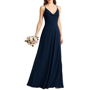 Thread V-neck Criss Cross Back Maxi Dress Midnight Navy Blue Size 16